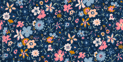 Abstract floral pattern with cute little flowers perfect for baby's decoration and fabrics.