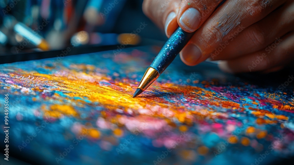 Colorful Art Creation with Painting Tools and Hands Colorful Art Creation with Painting Tools and Hands