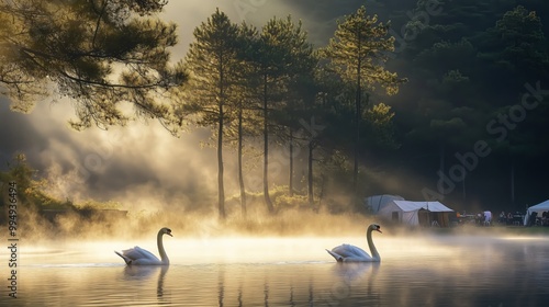 Fototapeta Naklejka Na Ścianę i Meble -  swans on the lake