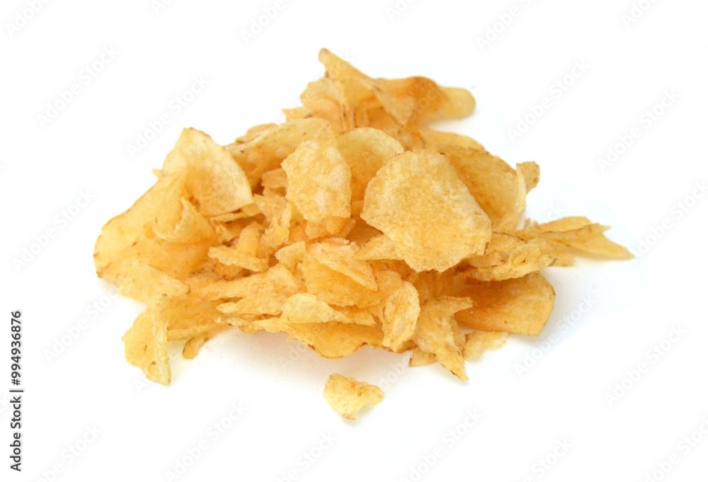 The image of the potato chips isolated on white The image of the potato chips isolated on white