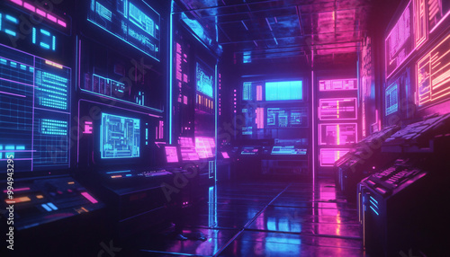 A retro-futuristic design with neon grids, VHS glitches, and pixelated elements, taking inspiration from 80s sci-fi movies and video games