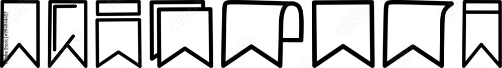 Minimalist bookmark icon set, unique vector collection of outline bookmarks and flags, perfect for web design, user interface, educational projects, document labeling, and digital content organization Minimalist bookmark icon set, unique vector collection of outline bookmarks and flags, perfect for web design, user interface, educational projects, document labeling, and digital content organization