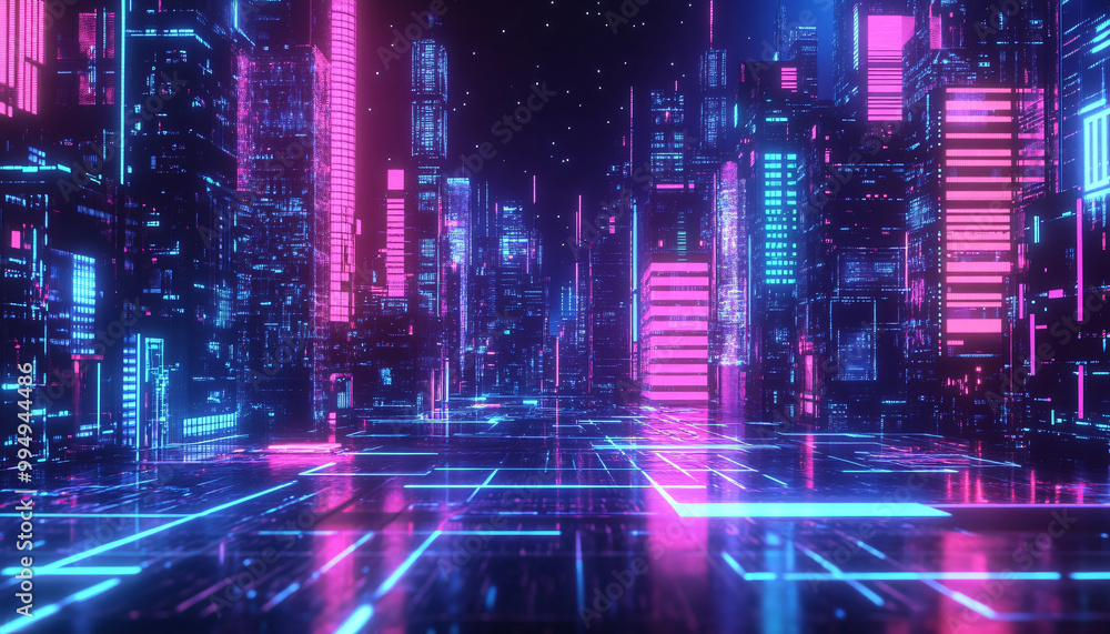 A retro-futuristic design with neon grids, VHS glitches, and pixelated elements, taking inspiration from 80s sci-fi movies and video games A retro-futuristic design with neon grids, VHS glitches, and pixelated elements, taking inspiration from 80s sci-fi movies and video games
