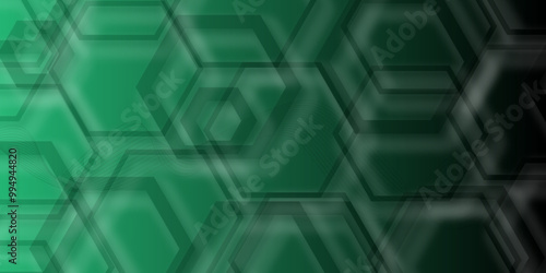 luxury green pattern geometric mesh cell texture.  Geometric 3d texture illustration.  Design for science, banner, medicine or technology background. Technological hexagonal background. 