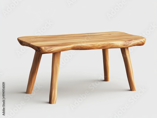 3D illustration of handcrafted eco-friendly wooden desk, natural finish, modern design