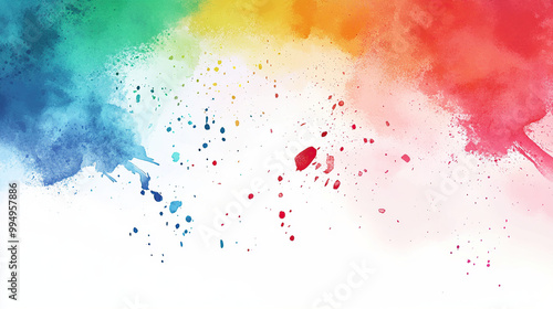 Watercolor background with colorful splashes, white space in the center of the canvas