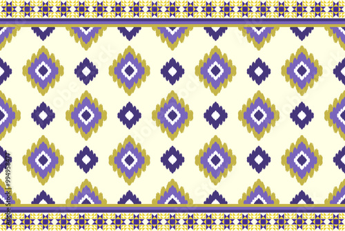 Ikat floral seamless pattern. Tribal traditional fabric ethnic. Design for background, wallpaper, clotting, fashion, wrapping. 