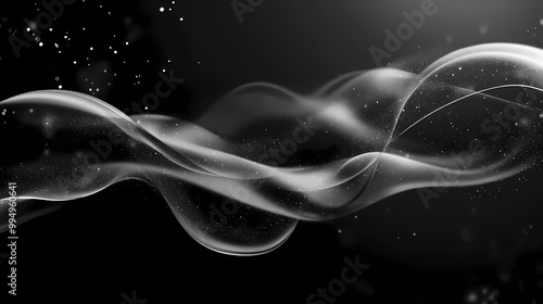 Onde gradienti suono magnetico sfumato astratto fumo sinuoso nero trasparente vettoriale elettronico pulsazione tridimensionale. Sfumato. Illustration