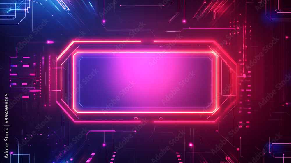 Bright digital abstract background with glowing neon lines in shades of pink and blue Bright digital abstract background with glowing neon lines in shades of pink and blue