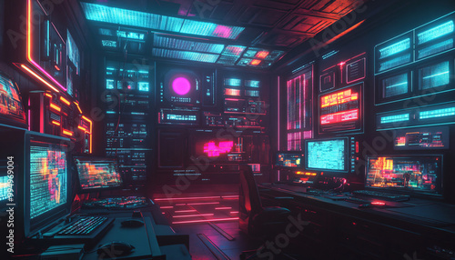 A retro-futuristic design with neon grids, VHS glitches, and pixelated elements, taking inspiration from 80s sci-fi movies and video games