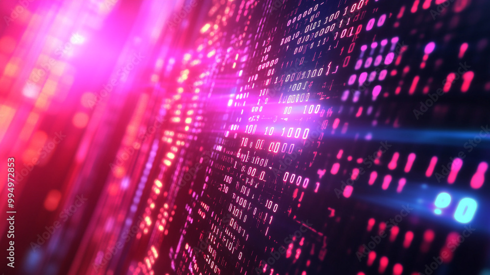 Abstract digital data visual representation in vibrant colors and light effects at night Abstract digital data visual representation in vibrant colors and light effects at night