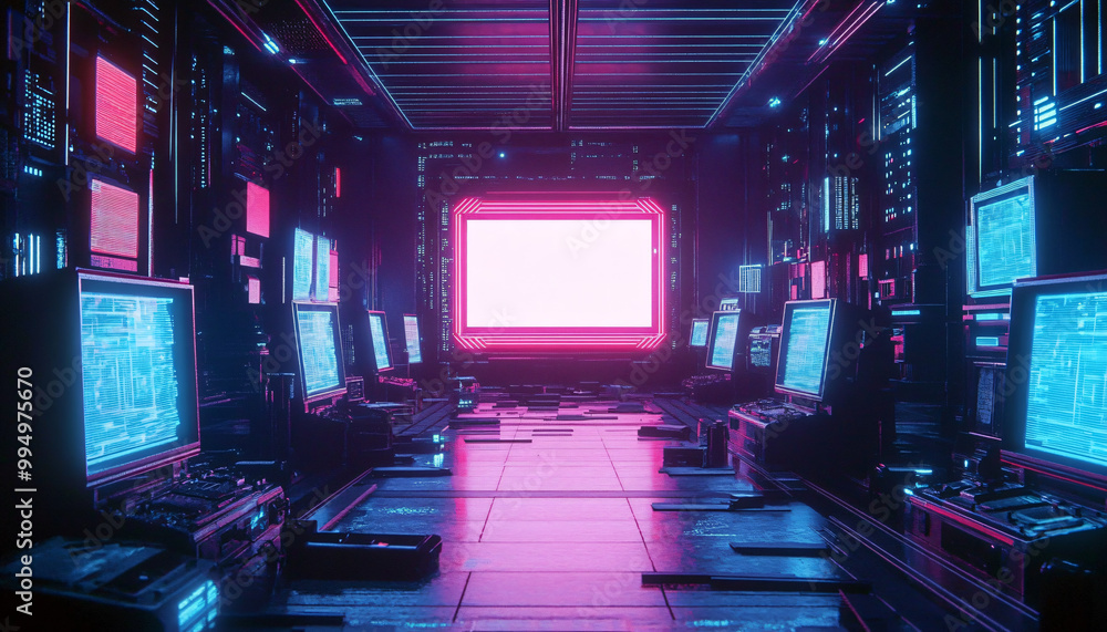 A retro-futuristic design with neon grids, VHS glitches, and pixelated elements, taking inspiration from 80s sci-fi movies and video games A retro-futuristic design with neon grids, VHS glitches, and pixelated elements, taking inspiration from 80s sci-fi movies and video games