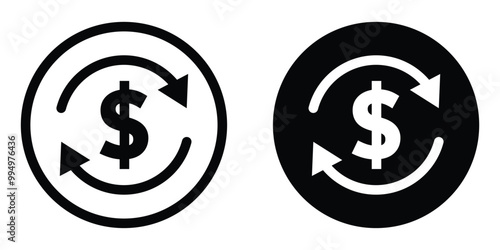 Dollar transfer vector icon set. Money exchange symbol. Currency convert sign. Financial transaction.