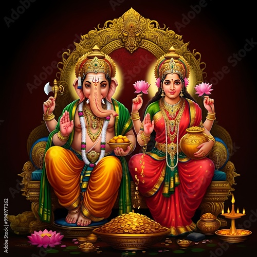 Lord Ganesha and Maa Laxmi photo