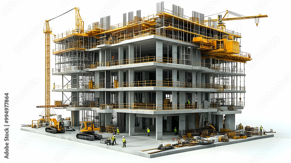 Construction Site: Cranes, Workers, and Building a New Structure Construction Site: Cranes, Workers, and Building a New Structure