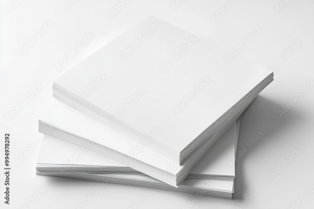 Blank A4 Stacked Paper Mockup isolated created with Generative AI