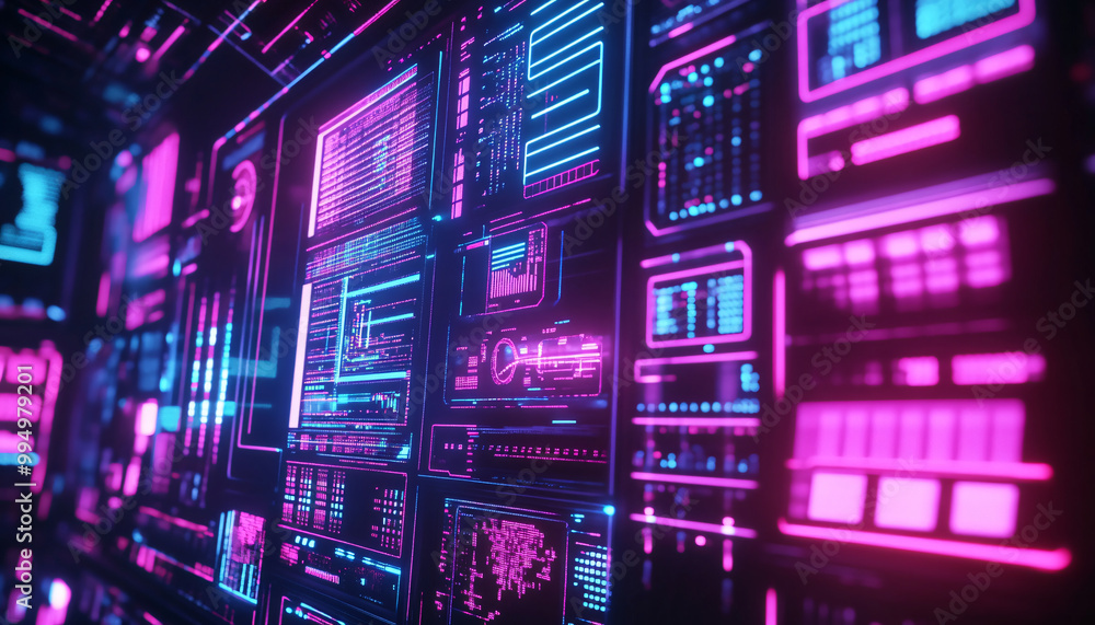 A retro-futuristic design with neon grids, VHS glitches, and pixelated elements, taking inspiration from 80s sci-fi movies and video games A retro-futuristic design with neon grids, VHS glitches, and pixelated elements, taking inspiration from 80s sci-fi movies and video games