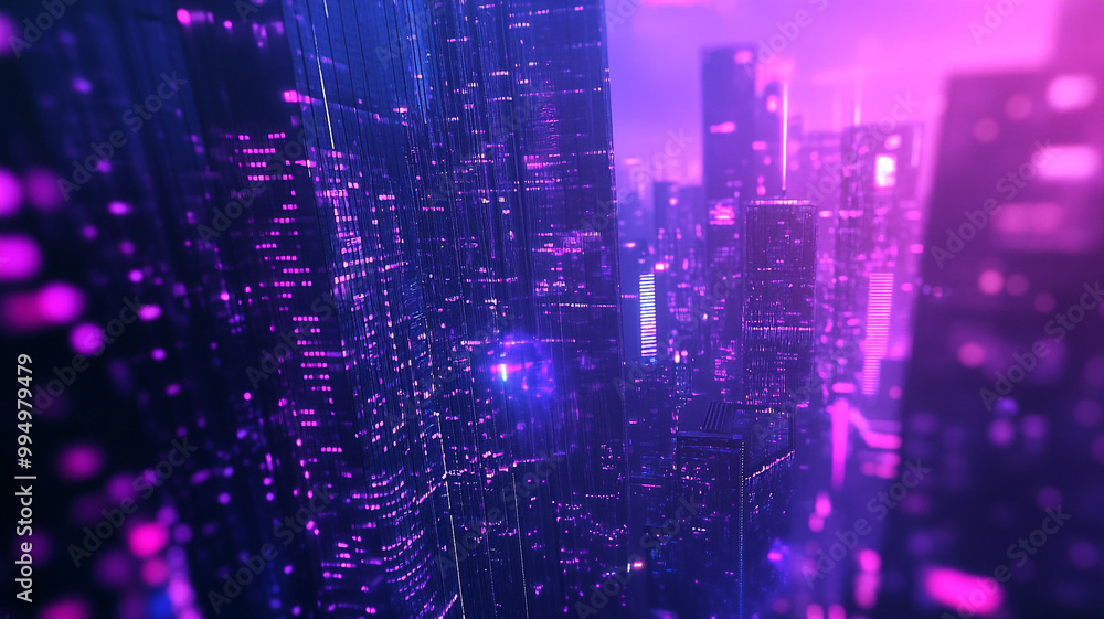 Vibrant cityscape illuminated by neon lights at dusk, showcasing modern architecture and technology Vibrant cityscape illuminated by neon lights at dusk, showcasing modern architecture and technology