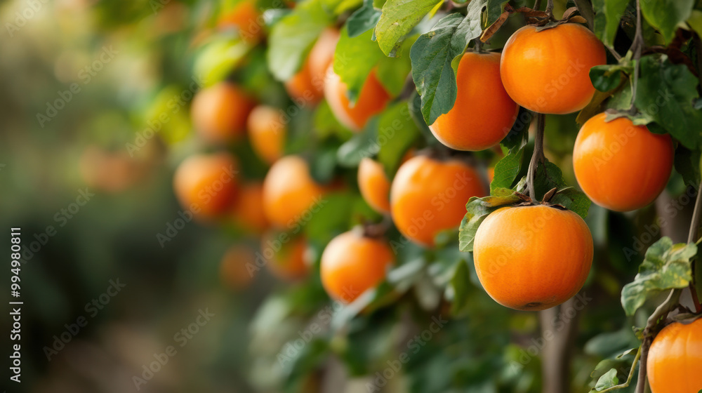 Fresh oranges hanging on tree, showcasing vibrant orange color and lush green leaves. scene evokes sense of abundance and natural beauty Fresh oranges hanging on tree, showcasing vibrant orange color and lush green leaves. scene evokes sense of abundance and natural beauty