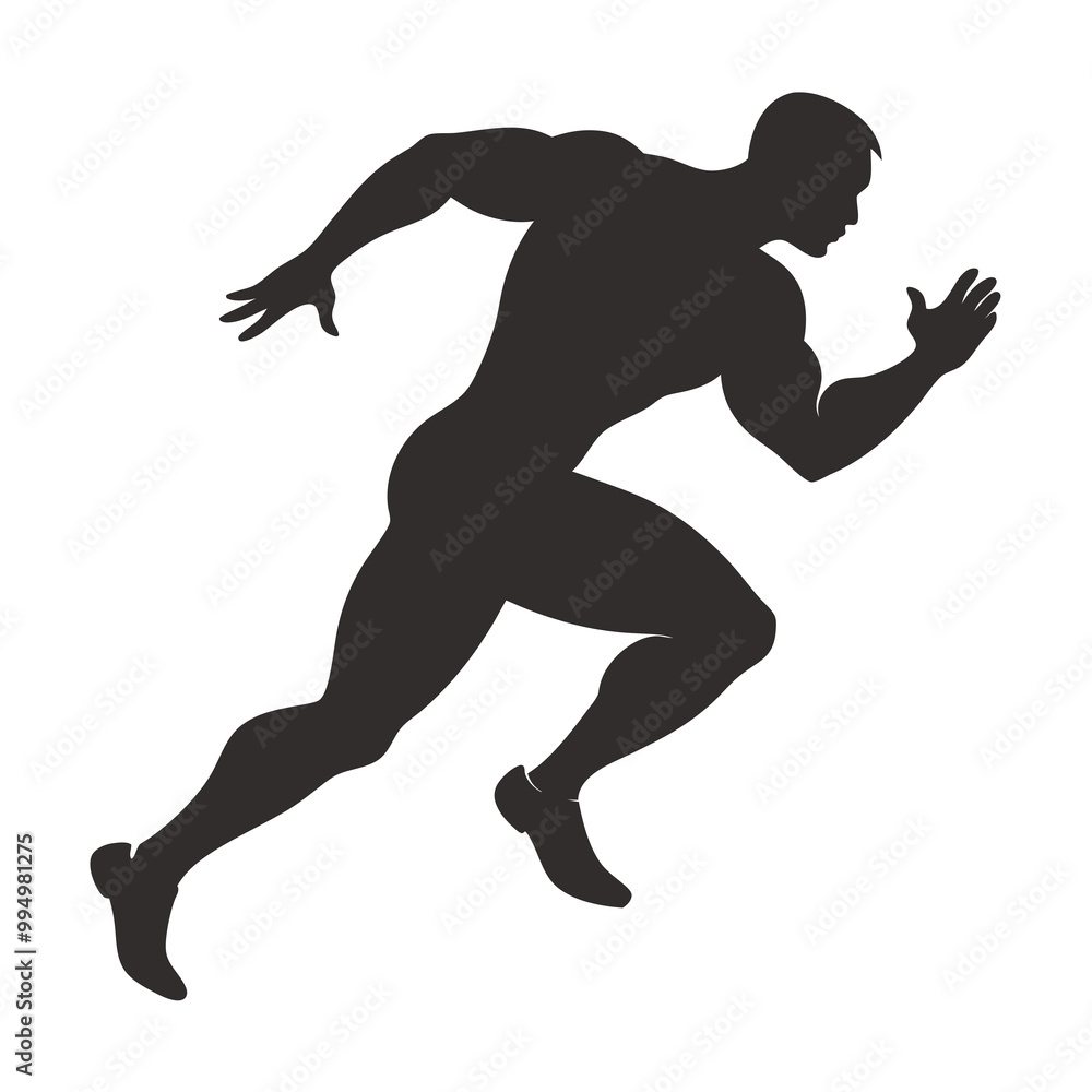 Muscular sprinter runner start running black silhouette vector illustration Muscular sprinter runner start running black silhouette vector illustration