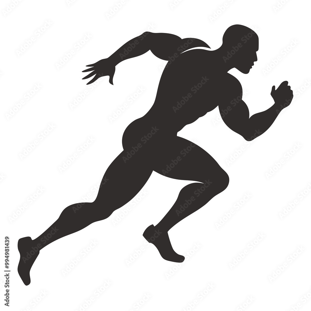 Muscular sprinter runner start running black silhouette vector illustration Muscular sprinter runner start running black silhouette vector illustration