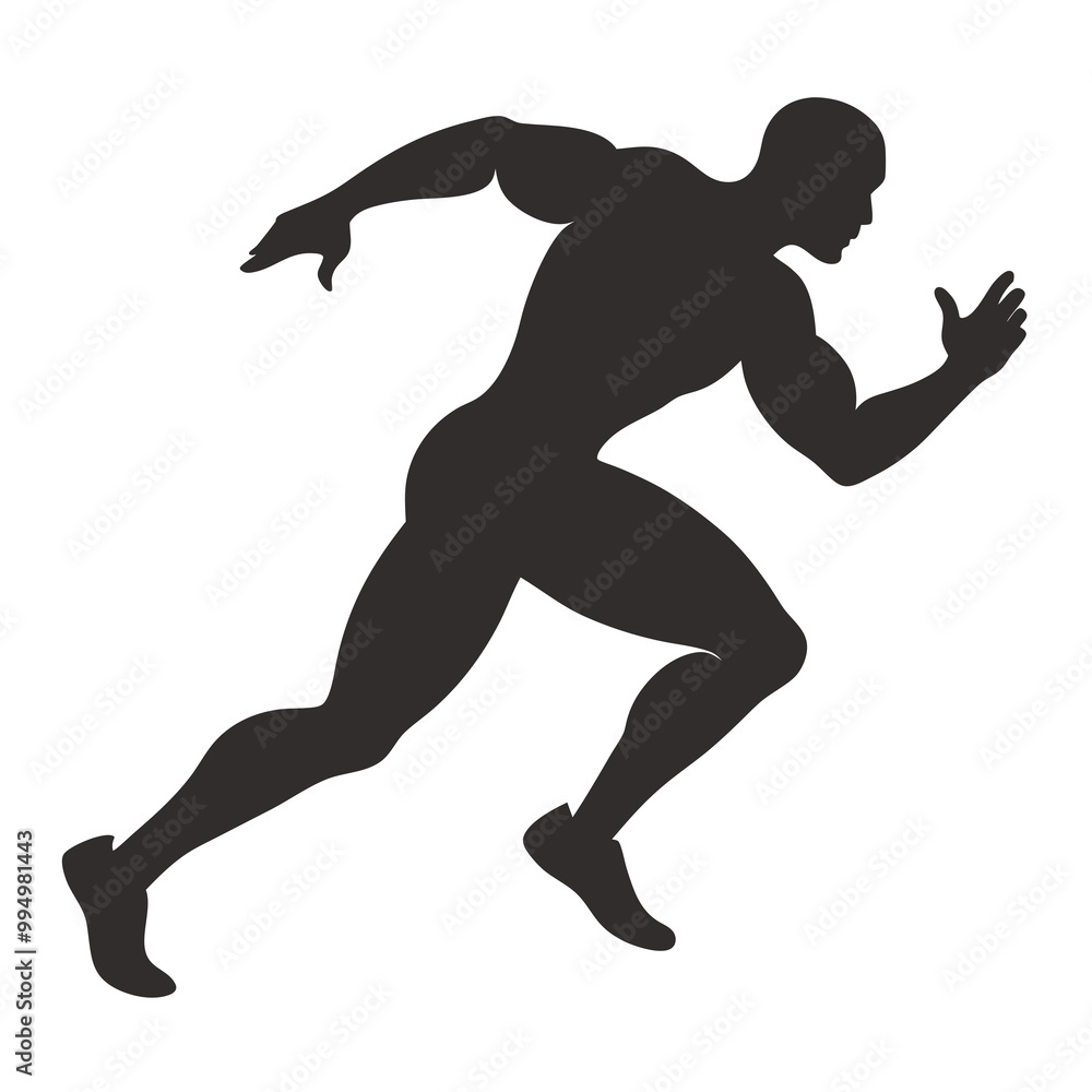 Muscular sprinter runner start running black silhouette vector illustration Muscular sprinter runner start running black silhouette vector illustration