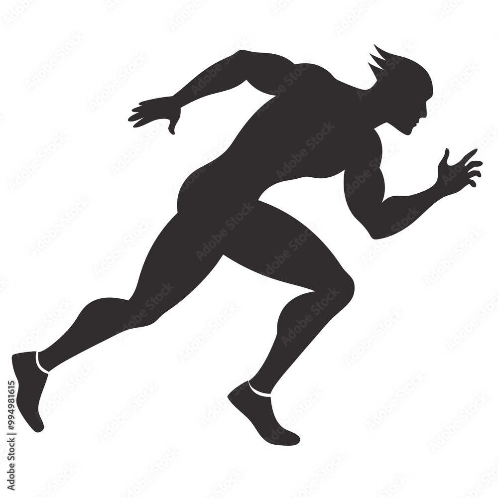 Muscular sprinter runner start running black silhouette vector illustration Muscular sprinter runner start running black silhouette vector illustration