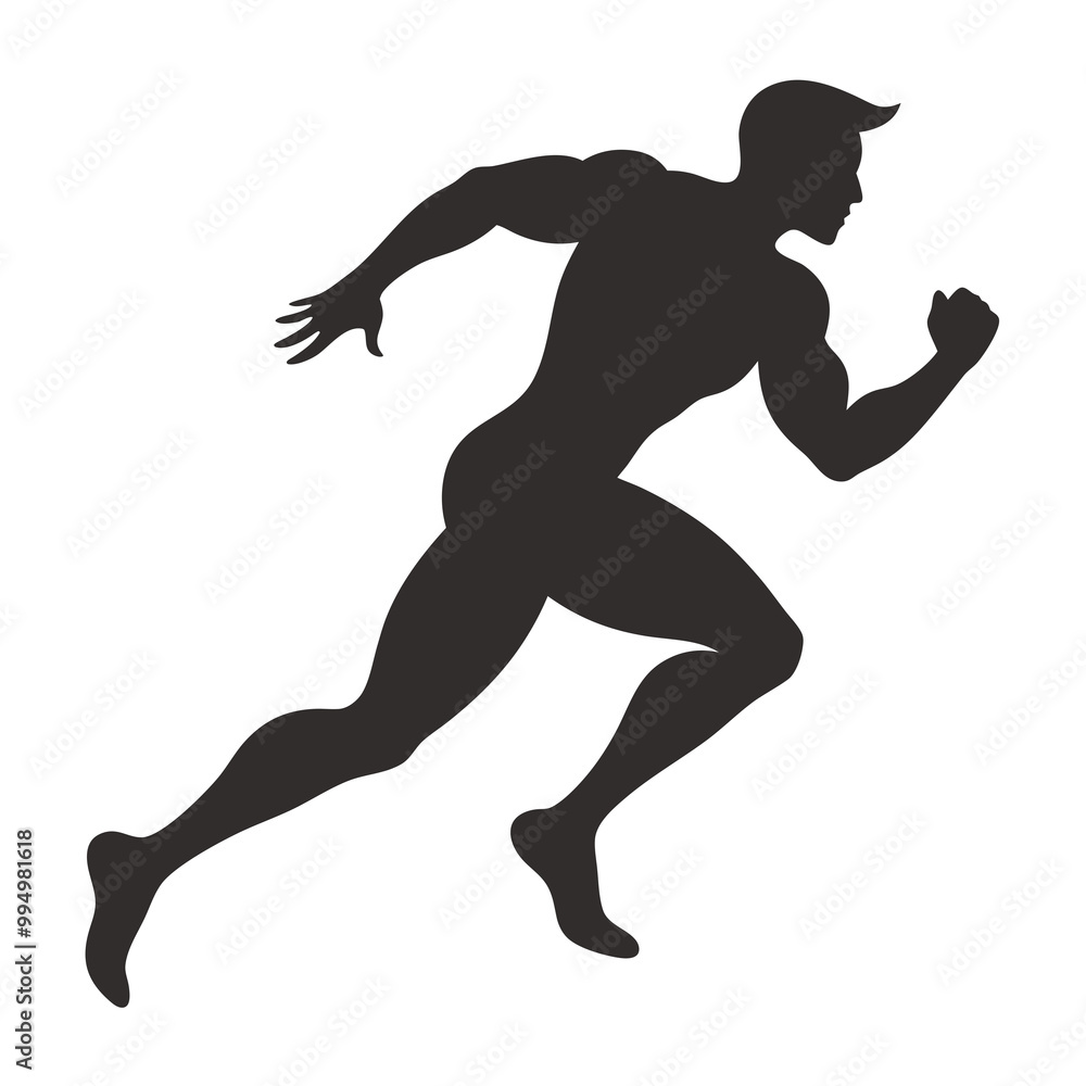 Muscular sprinter runner start running black silhouette vector illustration Muscular sprinter runner start running black silhouette vector illustration
