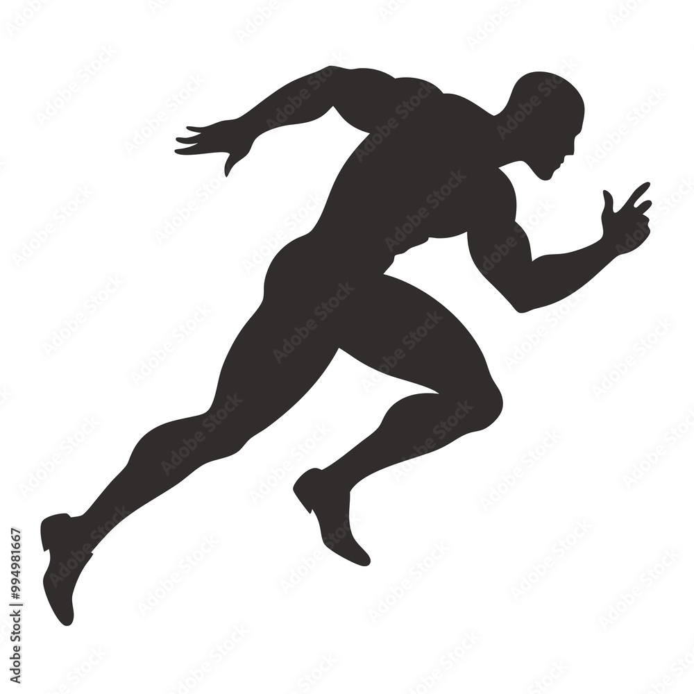 Muscular sprinter runner start running black silhouette vector illustration Muscular sprinter runner start running black silhouette vector illustration