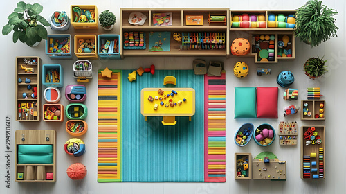 Colorful Playroom with Toys...
