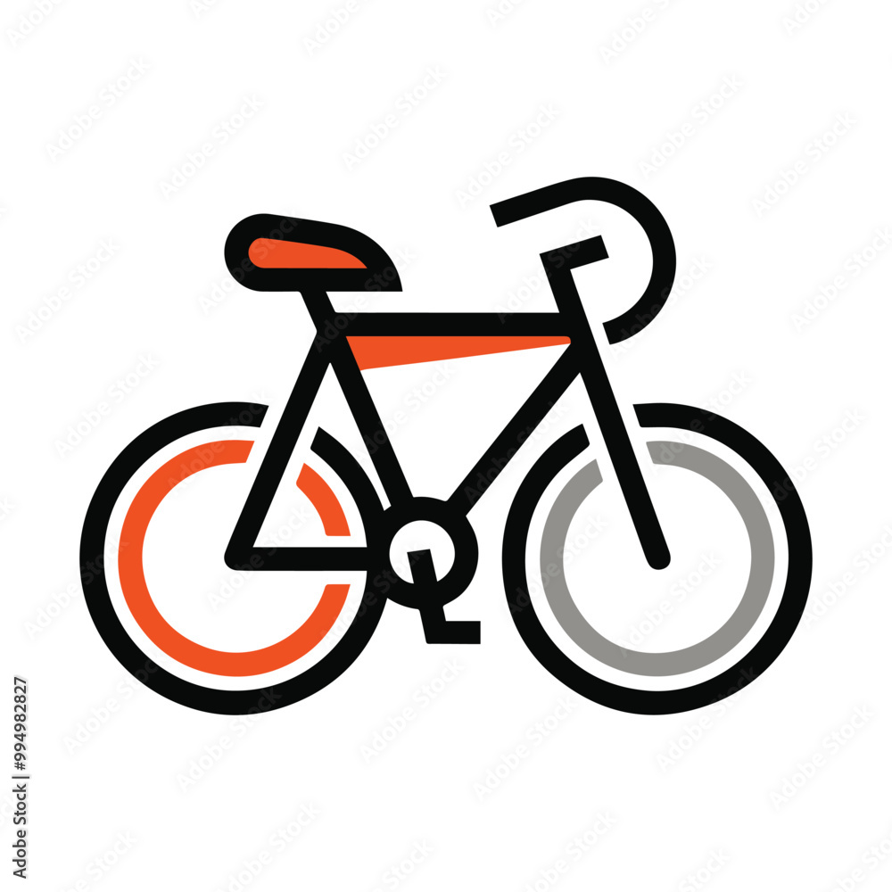 Bicycle Using Bold, Simple Shapes and Silhouette Colors on a White Background Bicycle Using Bold, Simple Shapes and Silhouette Colors on a White Background
