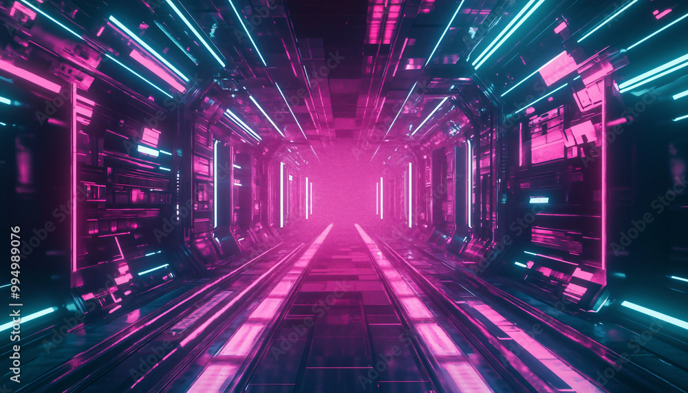 A retro-futuristic design with neon grids, VHS glitches, and pixelated elements, taking inspiration from 80s sci-fi movies and video games A retro-futuristic design with neon grids, VHS glitches, and pixelated elements, taking inspiration from 80s sci-fi movies and video games