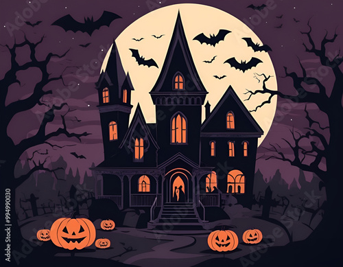 halloween background with castle, halloween background with house, halloween background with castle and pumpkin