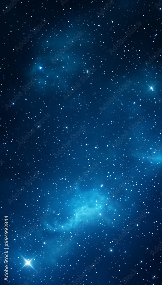 Fototapeta premium Stunning deep space background featuring bright stars and a vibrant blue nebula, ideal for cosmic and astronomical themes.