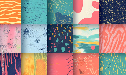 collection of textured vector backgrounds with simple and fun repeating patterns photo