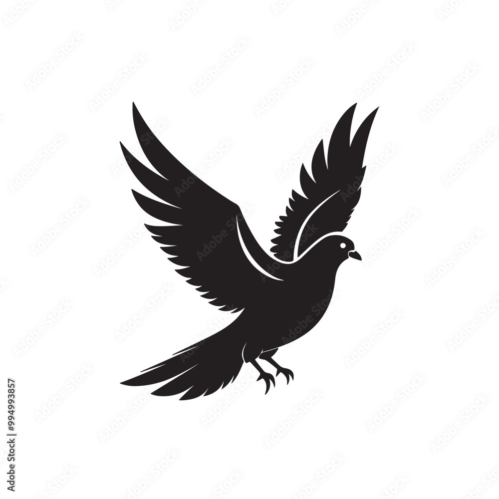 Obraz premium Black silhouette of pigeon