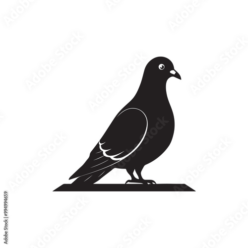 Black silhouette of pigeon