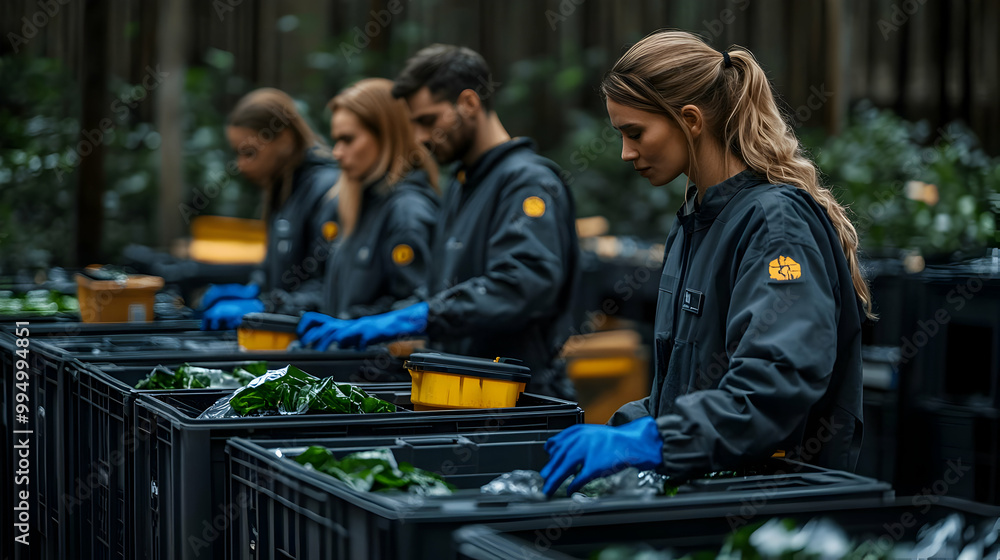 Workers Packaging Fresh Produce in a Warehouse, A Detailed Look at Production Process Workers Packaging Fresh Produce in a Warehouse, A Detailed Look at Production Process