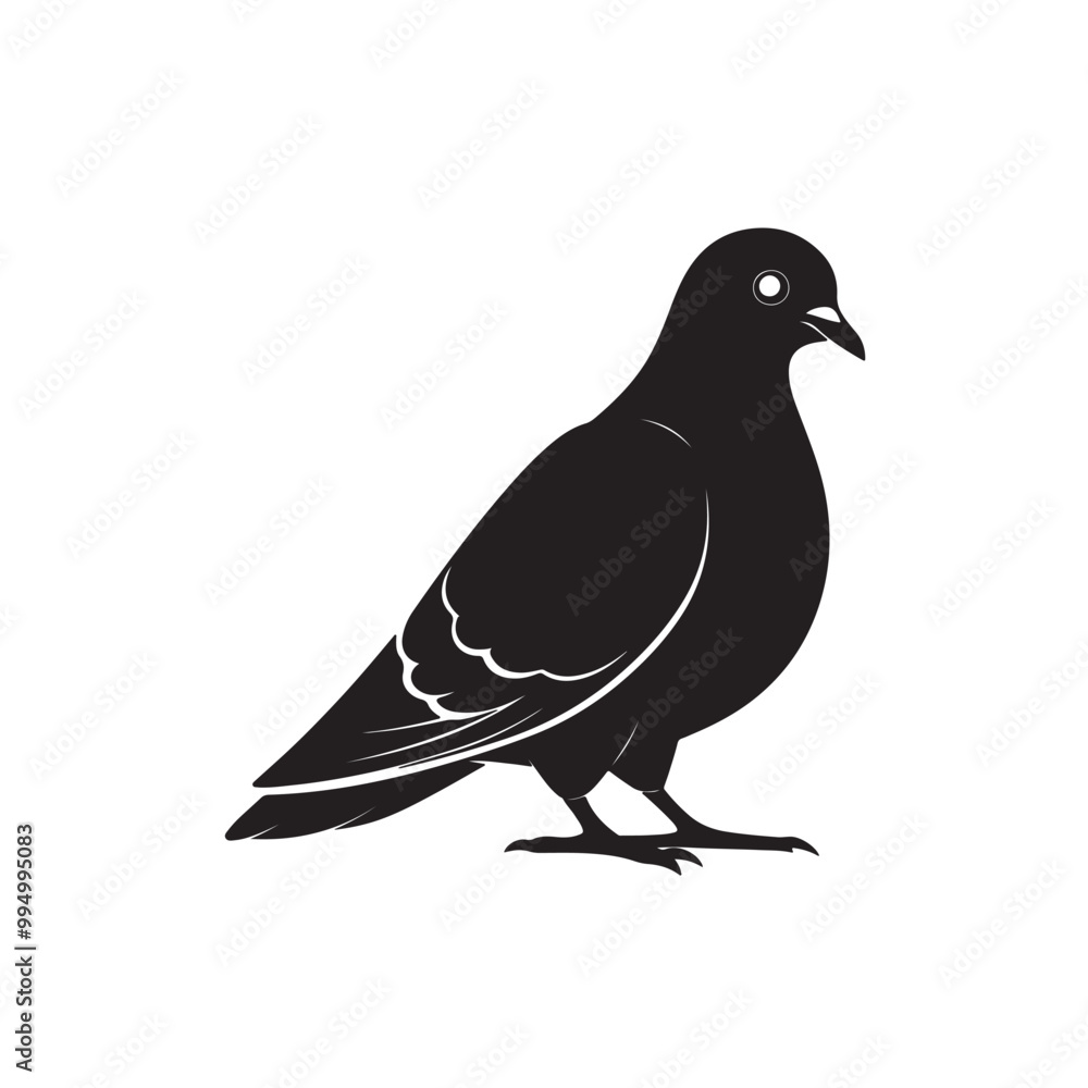 Black silhouette of pigeon Black silhouette of pigeon
