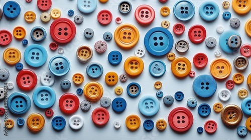 A colorful assortment of buttons arranged aesthetically.