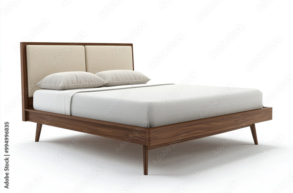 Modern Bed with headboard and walnut wood frame Modern Bed with headboard and walnut wood frame