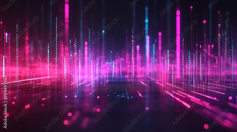 Abstract digital background with vibrant pink and blue light rays creating a dynamic visual experience. Abstract digital background with vibrant pink and blue light rays creating a dynamic visual experience.