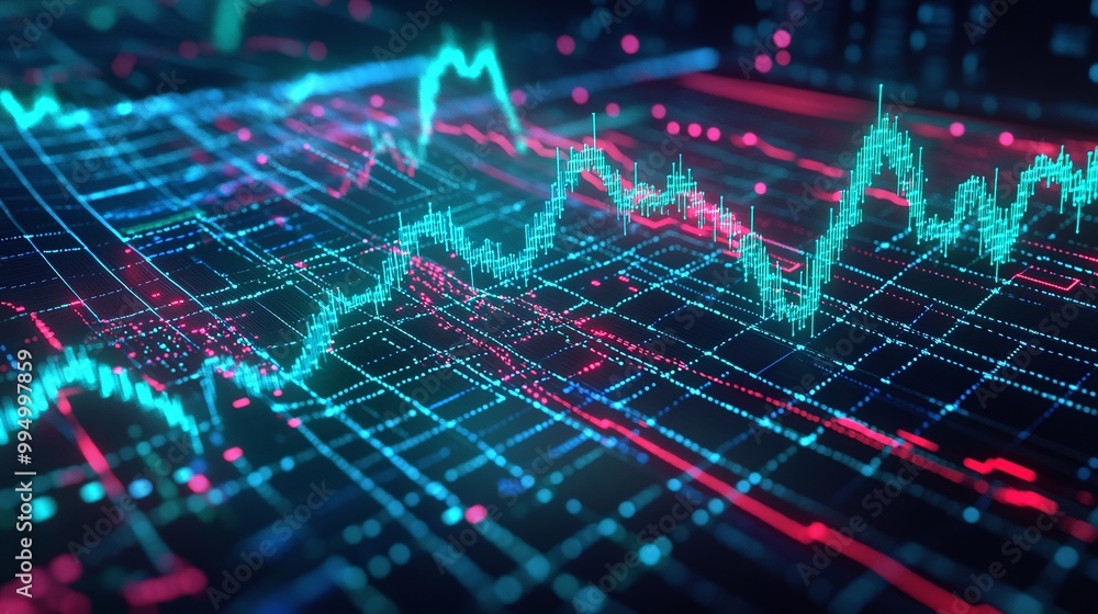 Abstract digital data visualization with colorful graphs and charts for financial analysis and trading. Abstract digital data visualization with colorful graphs and charts for financial analysis and trading.