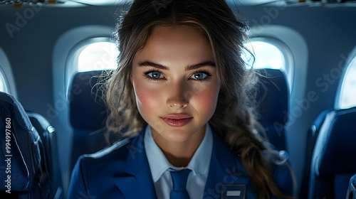 Woman in Blue Suit Looking ...