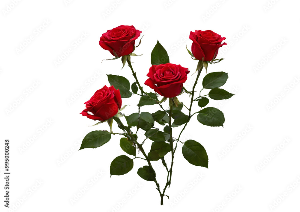 Naklejka premium Red roses on a white background.PNG