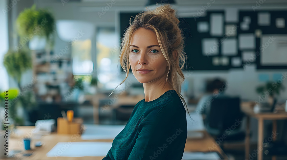Fototapeta premium Confident Woman in a Modern Office Setting
