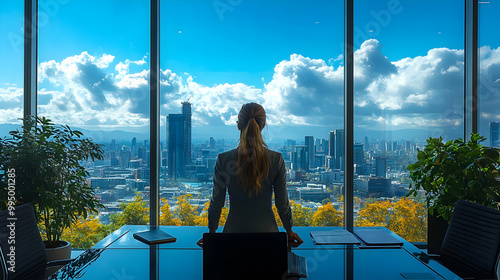 Office Window View of Citys...