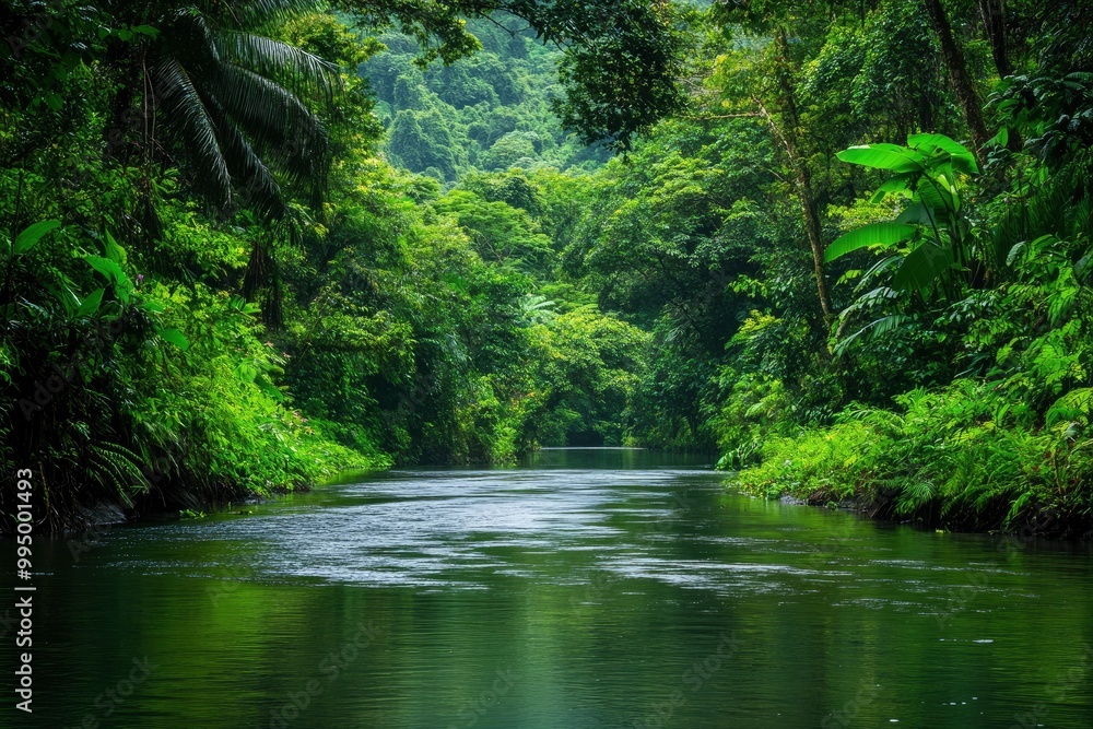 Tropical rain forest with river.generative ai Tropical rain forest with river.generative ai