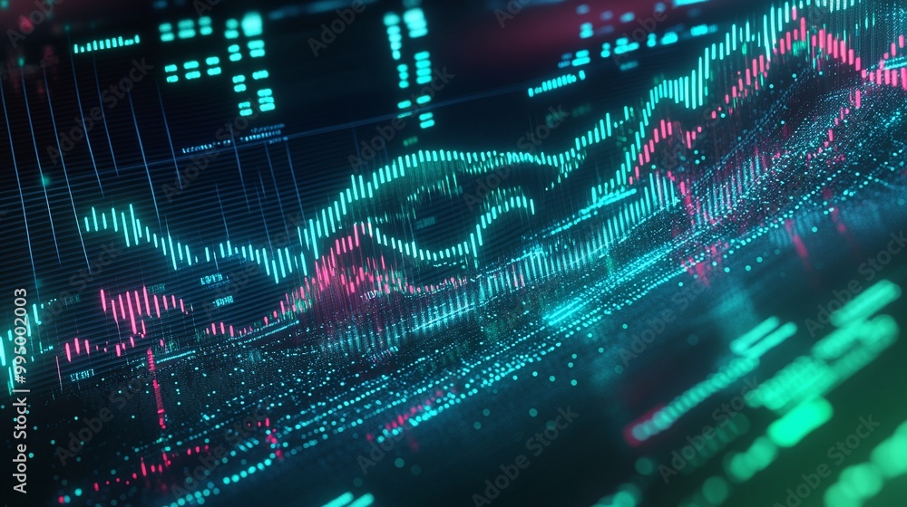 Abstract digital data visualization with vibrant colors and glowing graphs representing modern technology. Abstract digital data visualization with vibrant colors and glowing graphs representing modern technology.