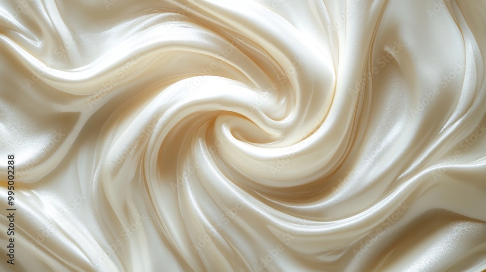 Creamy White Silk Fabric Swirling in a Smooth, Elegant Pattern Creamy White Silk Fabric Swirling in a Smooth, Elegant Pattern